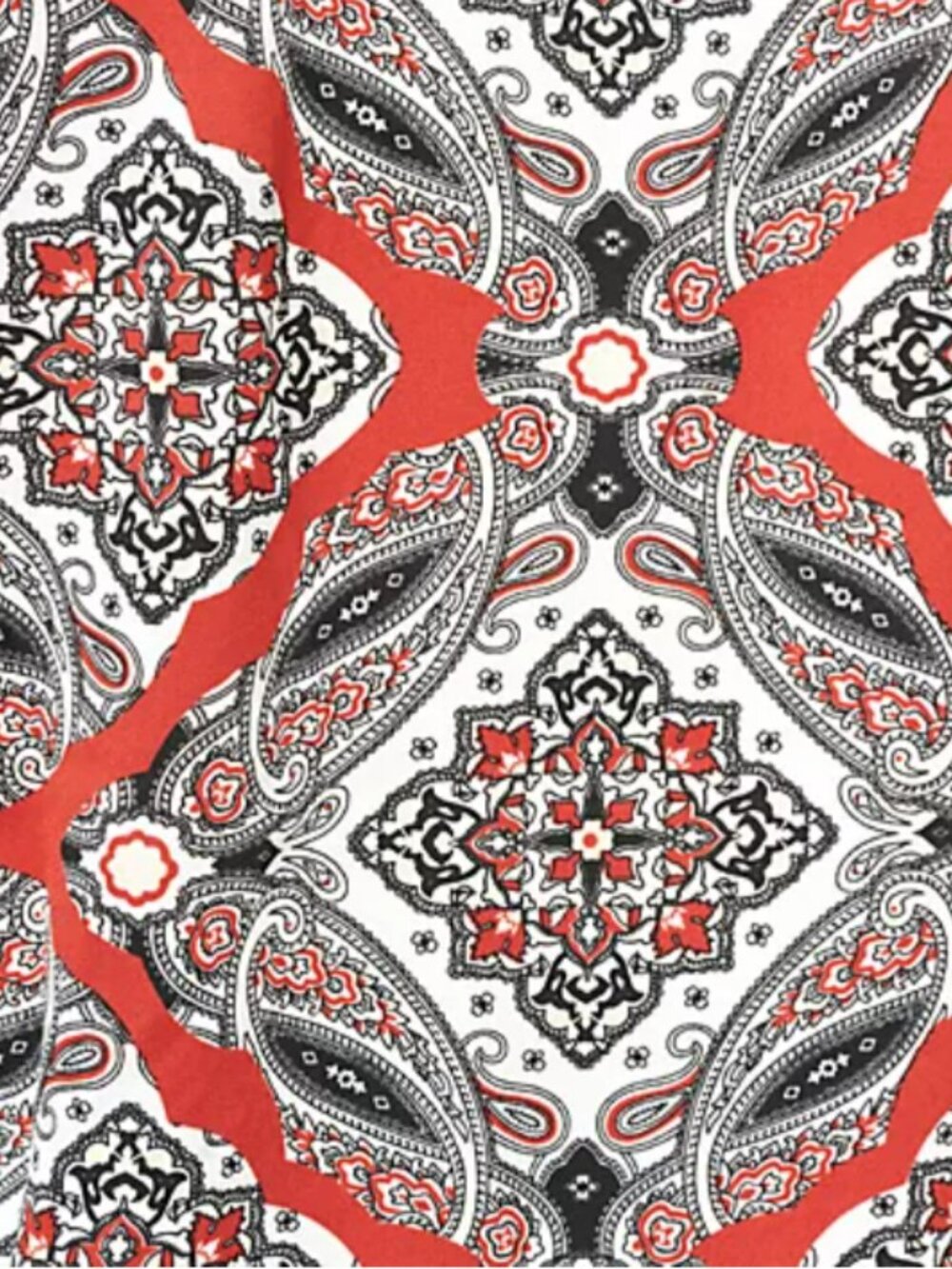 Belle Boho by Kim Gravel Border Print V-Neck Tunic - Black/White/Red - 2X EUC - Picture 8 of 10